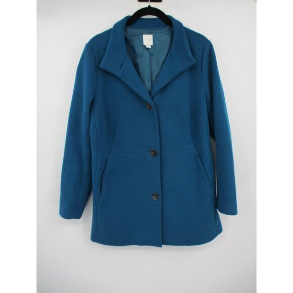 J. Jill Womens Blue Peacoat Coat Jacket XS Petite Lined Stretch Pockets Preppy - Picture 1 of 16
